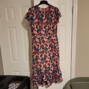 Floral V One Ruffle Hem Dress